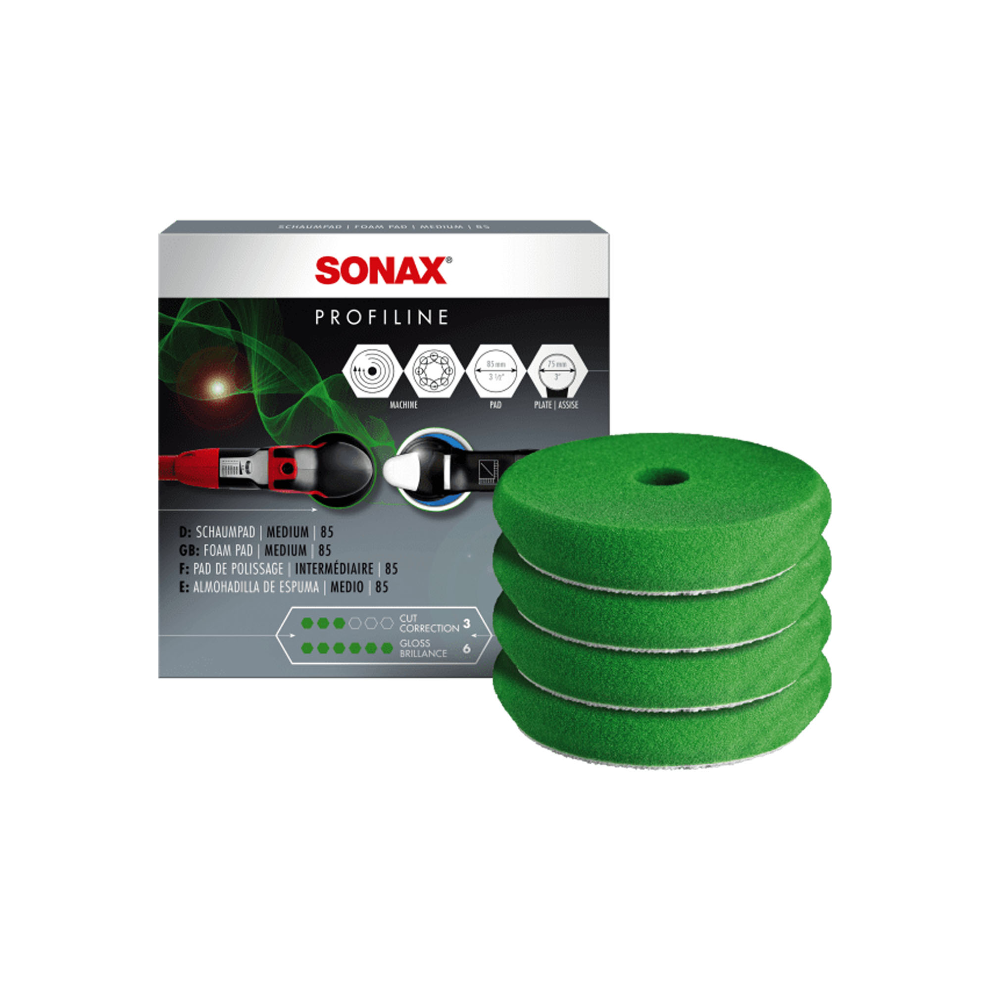 Sonax 4 foam pads (medium) 85mm